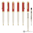 Pelikan Souveran 600 Ballpoint Pen - Red & White with Gold Trim Ballpoint Pens