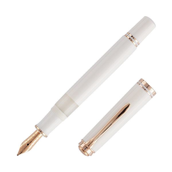 Pelikan Souveran 600 Fountain Pen in White & Rose Gold Trim Fountain Pen