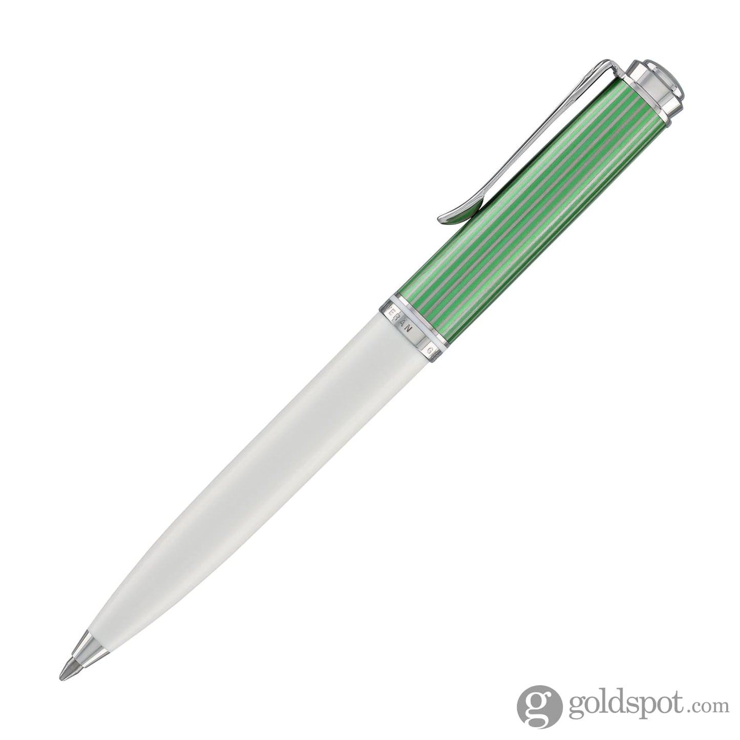 Pelikan Souveran 605 Ballpoint Pen in Green & White with Silver Trim Ballpoint Pens