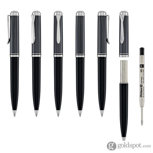 Pelikan Souveran 605 Stresemann Ballpoint Pen in Black Anthracite Stripes Ballpoint Pens