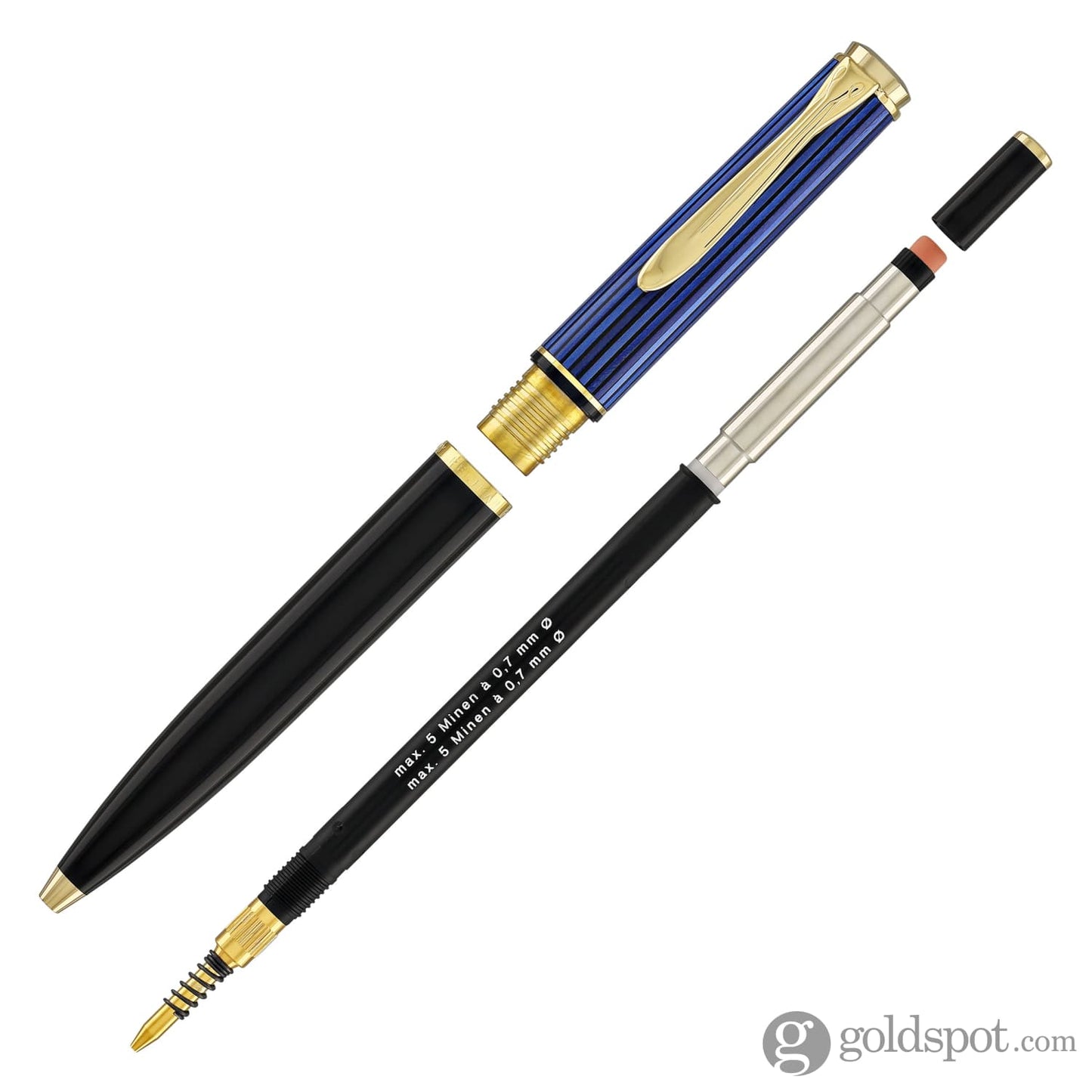 Pelikan Souveran D400 Mechanical Pencil in Black & Blue with Gold Trim - 0.7mm Mechanical Pencils