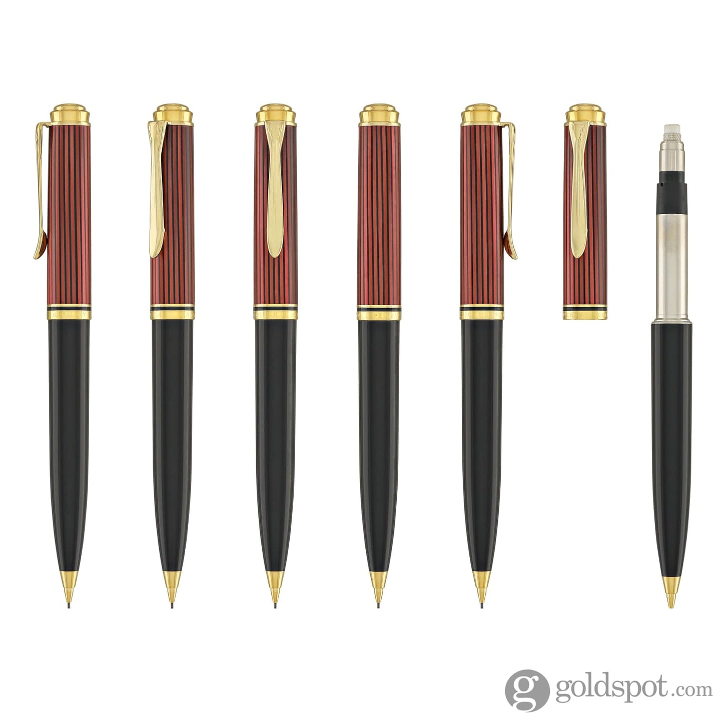 Pelikan Souveran D600 Mechanical Pencil in Black & Red with Gold Trim - 0.7mm Mechanical Pencils