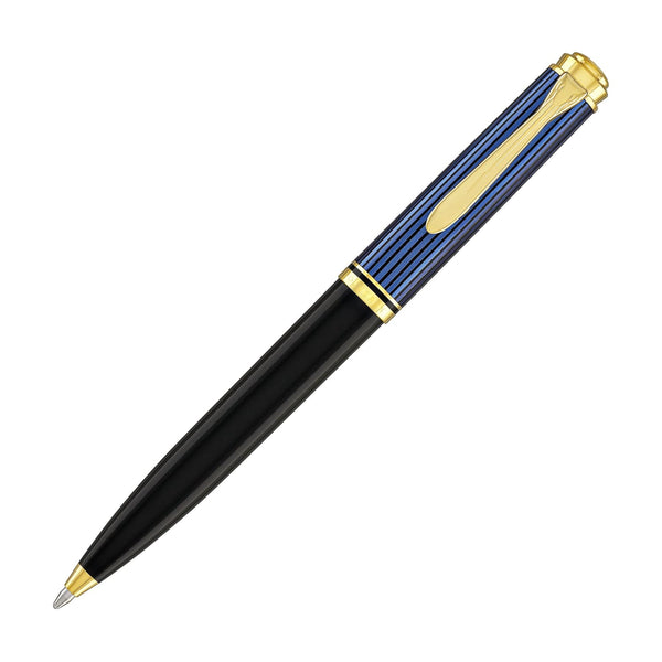 Pelikan Souveran K600 Ballpoint Pen in Black & Blue with Gold Trim Ballpoint Pens