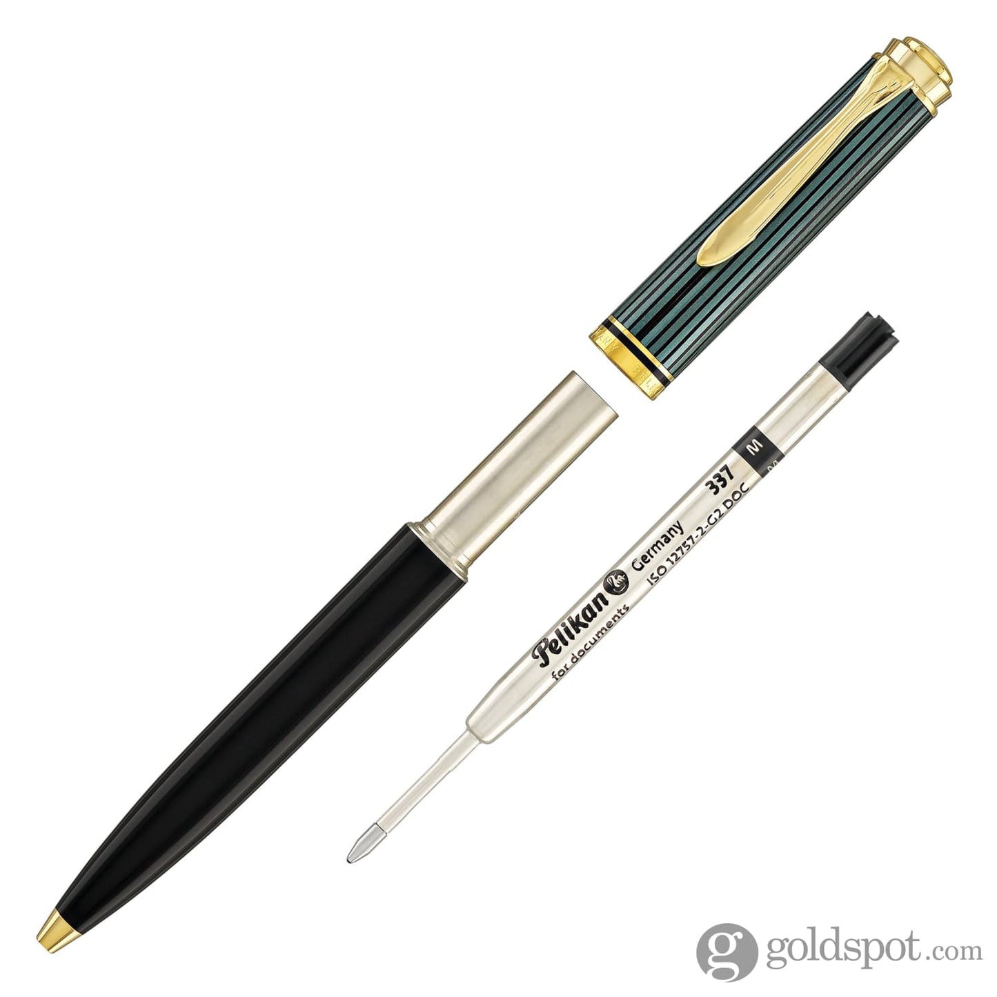 Pelikan Souveran K600 Ballpoint Pen in Black & Green with Gold Trim Ballpoint Pens
