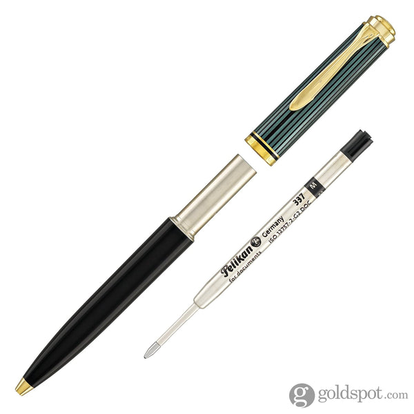 Pelikan Souveran K600 Ballpoint Pen in Black & Green with Gold Trim Ballpoint Pens