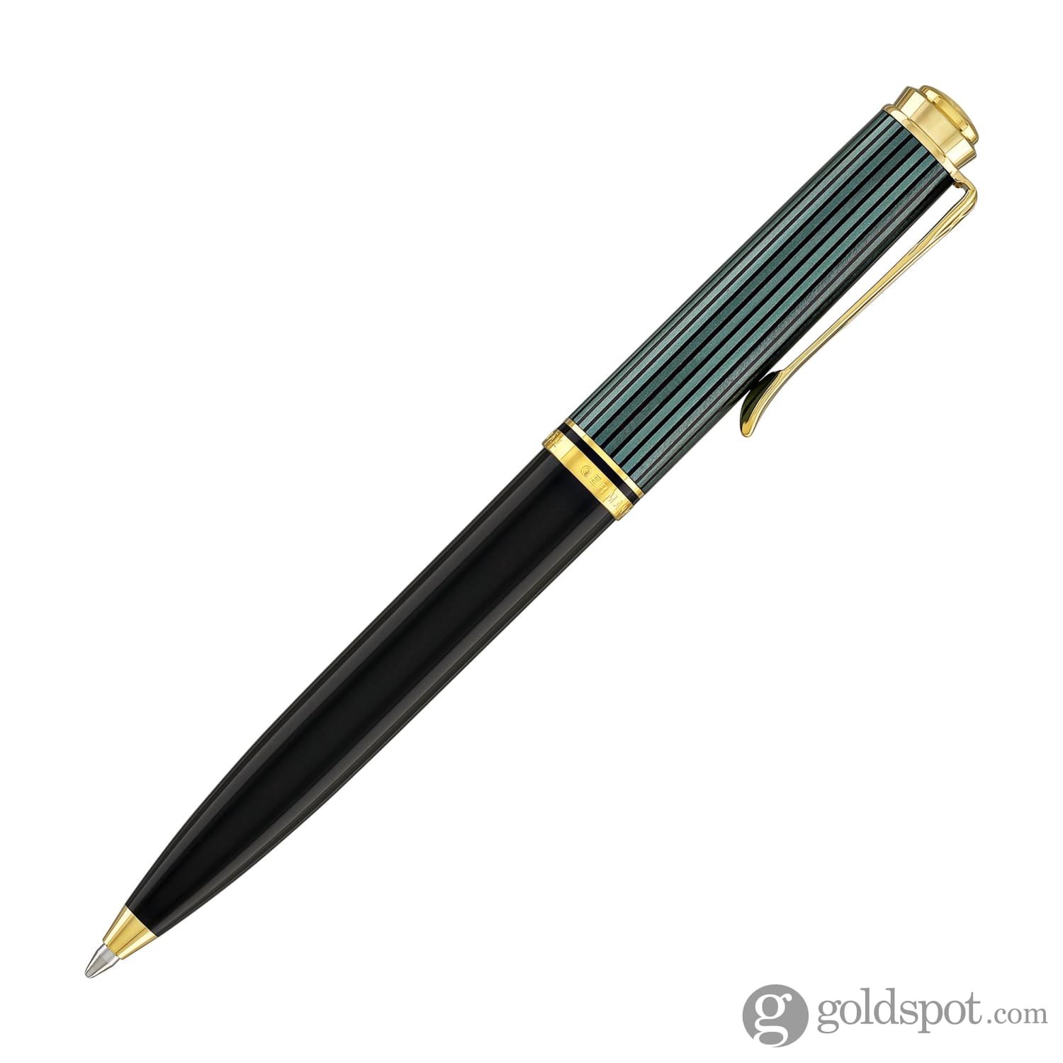 Pelikan Souveran K600 Ballpoint Pen in Black & Green with Gold Trim