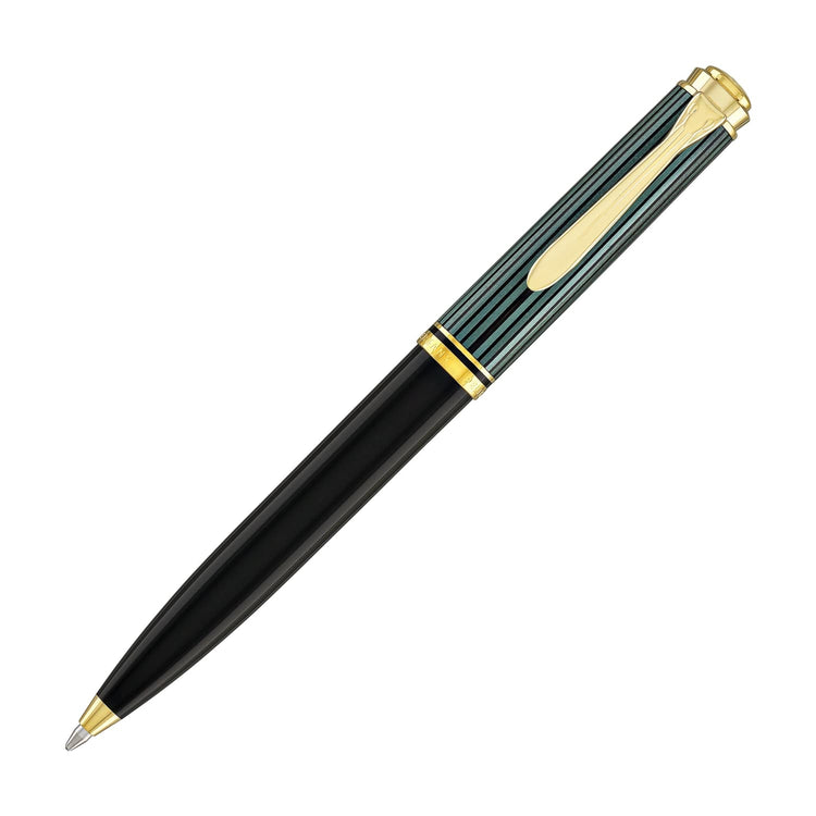 Pelikan Souveran K600 Ballpoint Pen in Black & Green with Gold Trim Ballpoint Pens