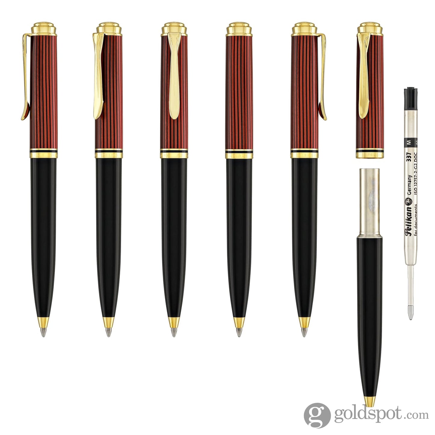 Pelikan Souveran K600 Ballpoint Pen in Black & Red with Gold Trim Ballpoint Pens
