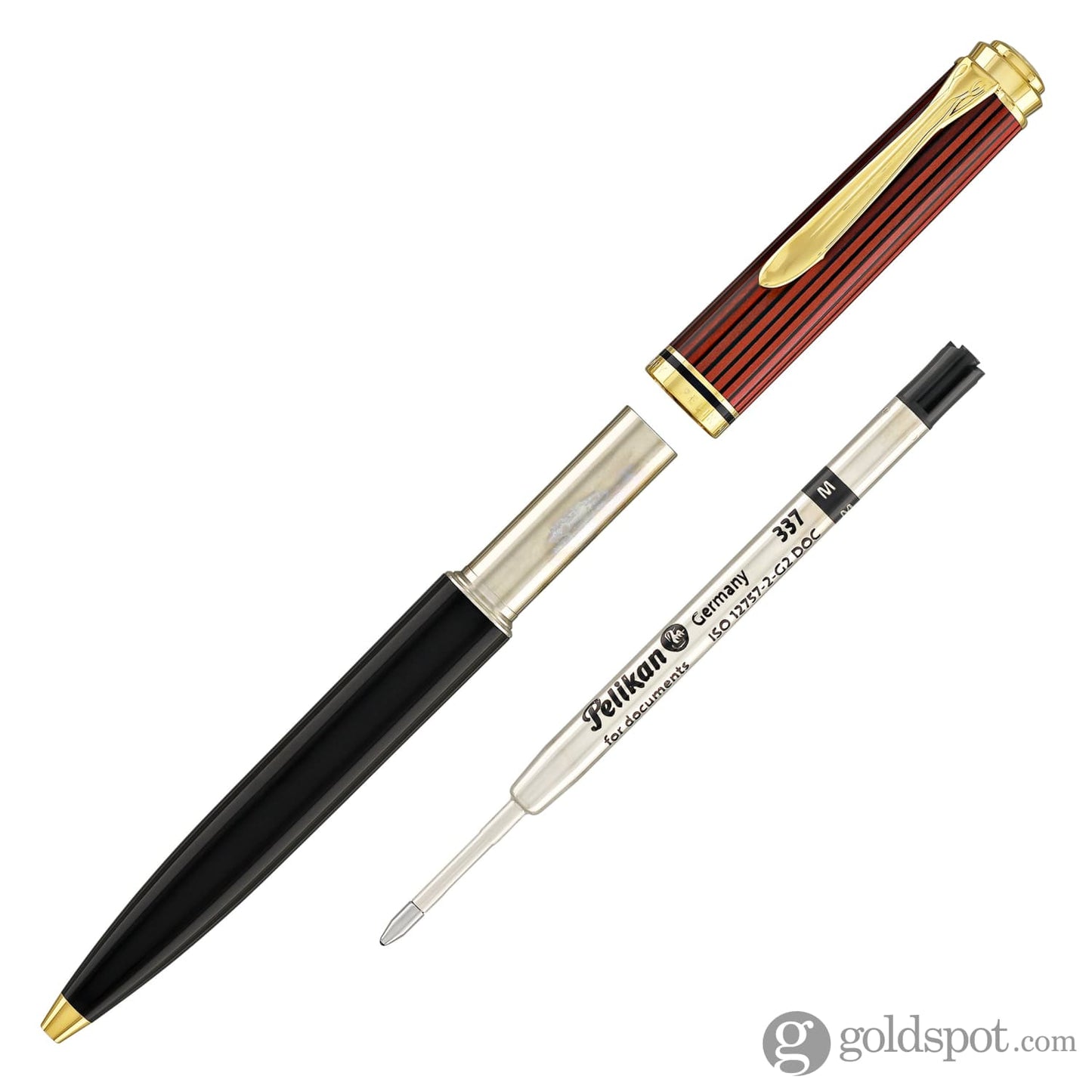 Pelikan Souveran K600 Ballpoint Pen in Black & Red with Gold Trim Ballpoint Pens