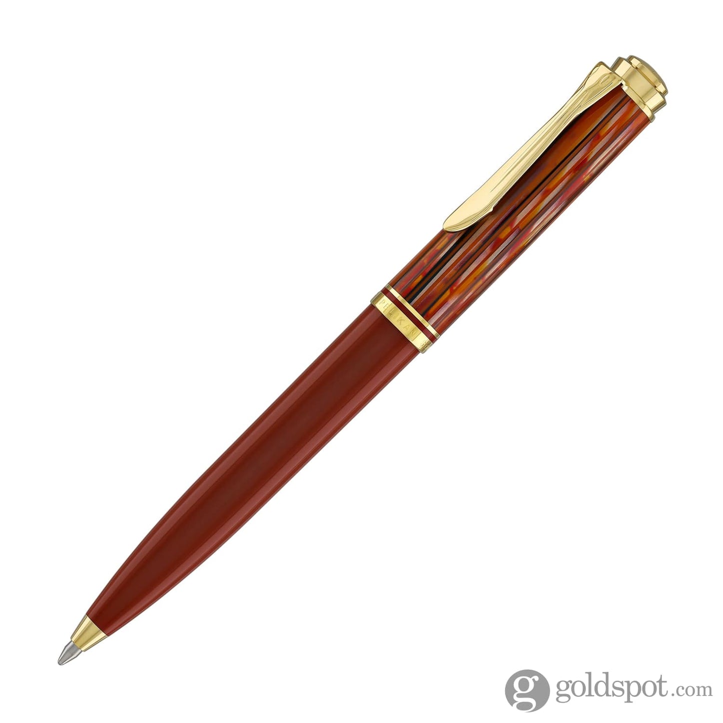 Pelikan Souveran K600 Ballpoint Pen in Tortoiseshell & Red with Gold Trim Ballpoint Pens