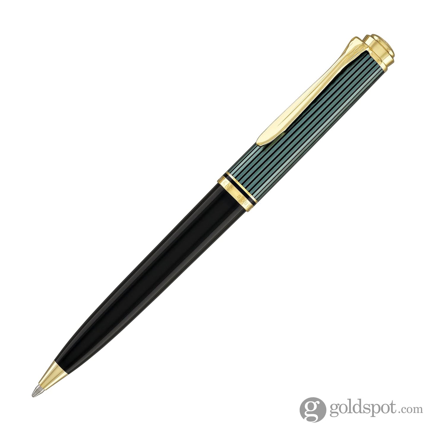 Pelikan Souveran K800 Ballpoint Pen in Black & Green with Gold Trim Ballpoint Pens