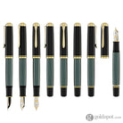 Pelikan Souveran M1000 Fountain Pen in Black & Green - 18K Gold Broad Point Fountain Pen