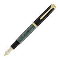Pelikan Souveran M1000 Fountain Pen in Black & Green - 18K Gold Broad Point