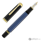 Pelikan Souveran M600 Fountain Pen in Black & Blue with Gold Trim - 14K Gold Fountain Pen