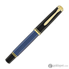 Pelikan Souveran M600 Fountain Pen in Black & Blue with Gold Trim - 14K Gold Fountain Pen