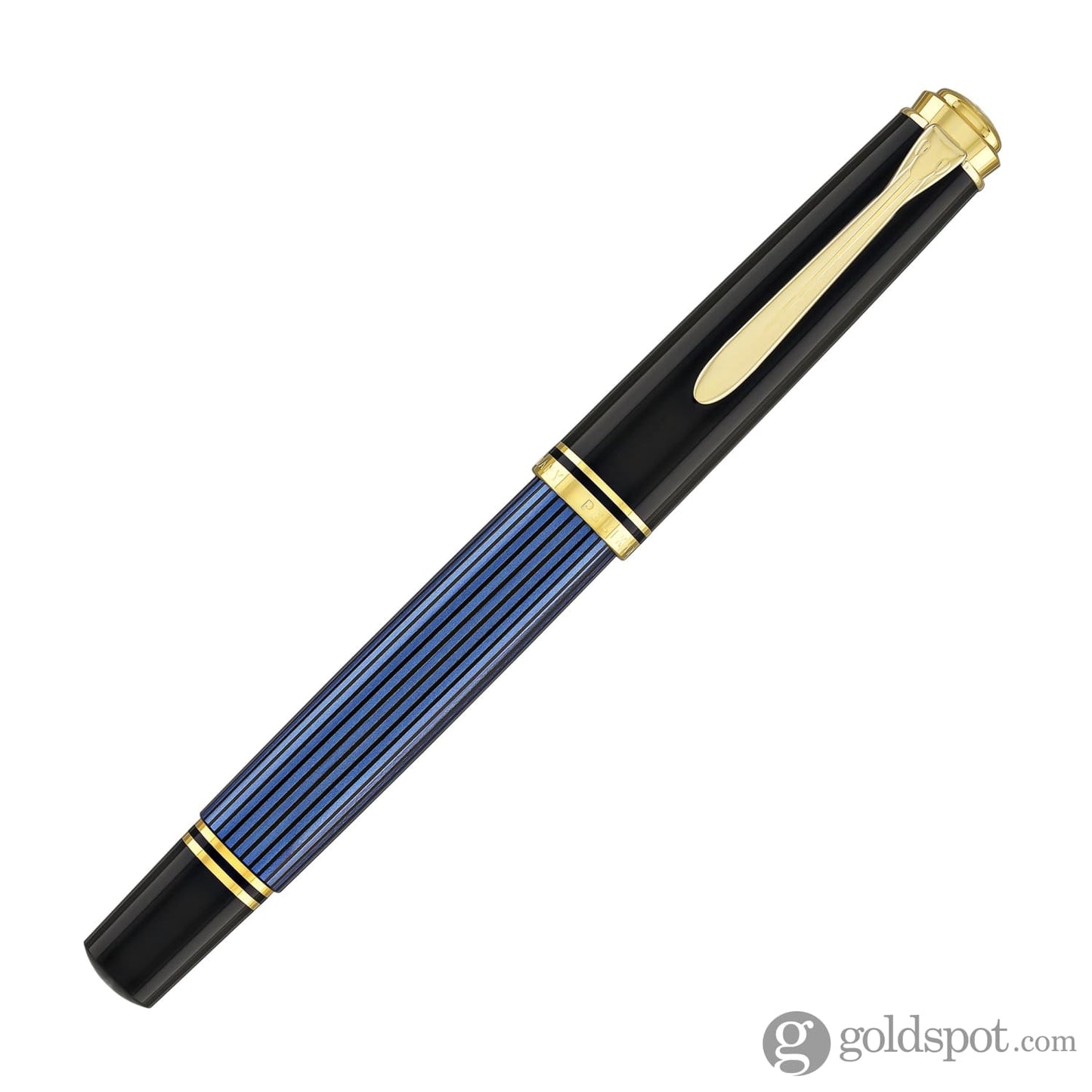 Pelikan Souveran M600 Fountain Pen in Black & Blue with Gold Trim - 14K Gold Fountain Pen