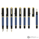 Pelikan Souveran M600 Fountain Pen in Black & Blue with Gold Trim - 14K Gold Fountain Pen