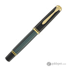 Pelikan Souveran M600 Fountain Pen in Black & Green with Gold Trim - 14K Gold Fountain Pen