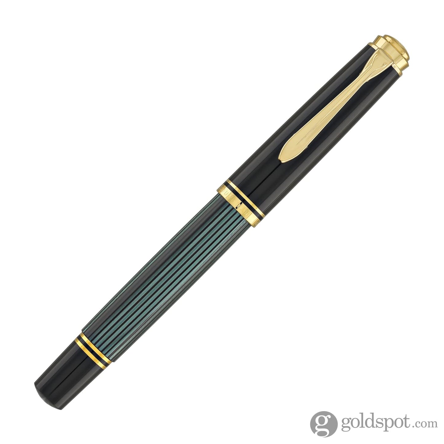 Pelikan Souveran M600 Fountain Pen in Black & Green with Gold Trim - 14K Gold Fountain Pen