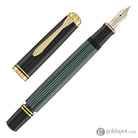 Pelikan Souveran M600 Fountain Pen in Black & Green with Gold Trim - 14K Gold Fountain Pen