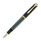 Pelikan Souveran M600 Fountain Pen in Black & Green with Gold Trim - 14K Gold Fountain Pen