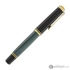 Pelikan Souveran M600 Fountain Pen in Black & Green with Gold Trim - 14K Gold Fountain Pen