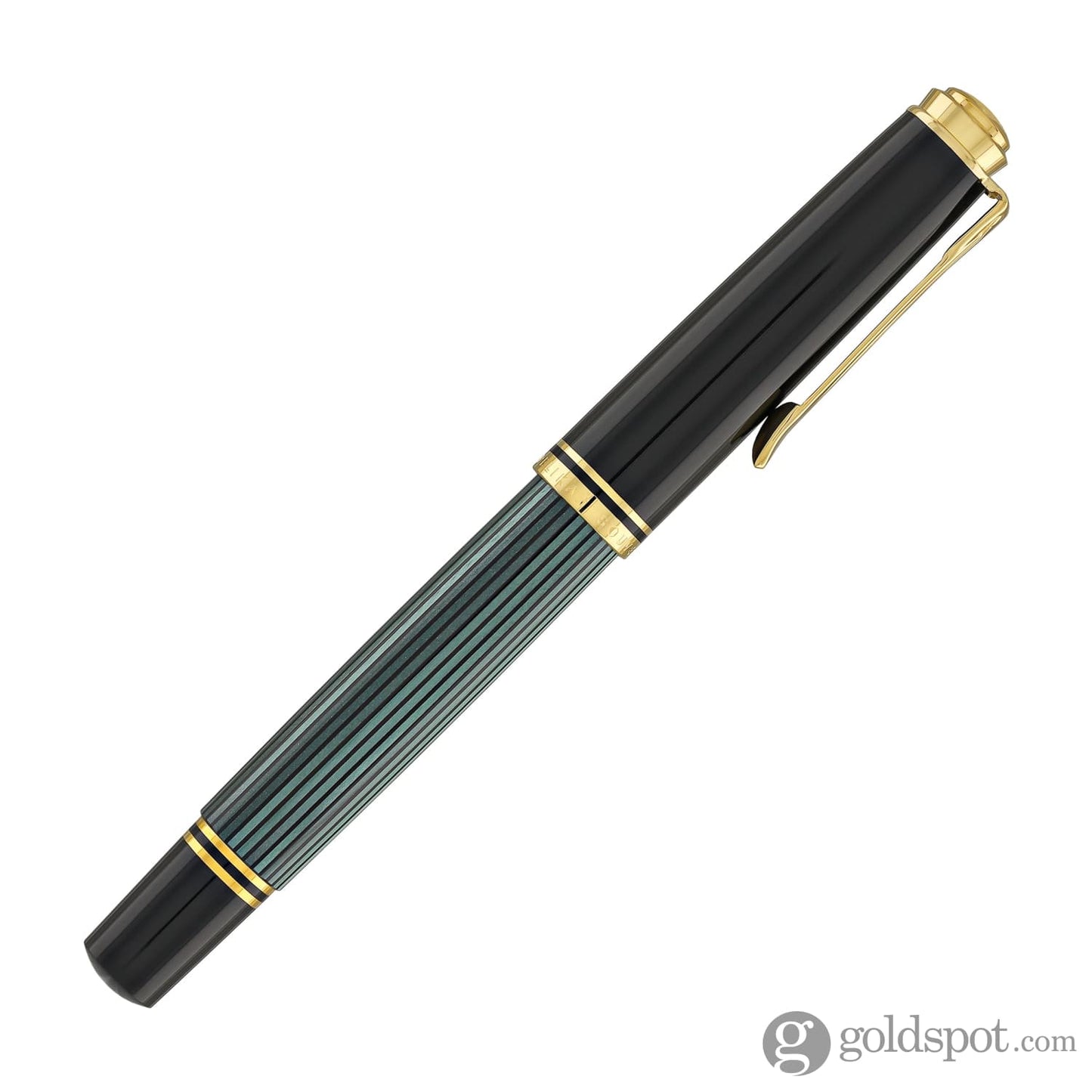 Pelikan Souveran M600 Fountain Pen in Black & Green with Gold Trim - 14K Gold Fountain Pen