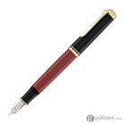 Pelikan Souveran M600 Fountain Pen in Black & Red with Gold Trim - 14K Gold Fountain Pen
