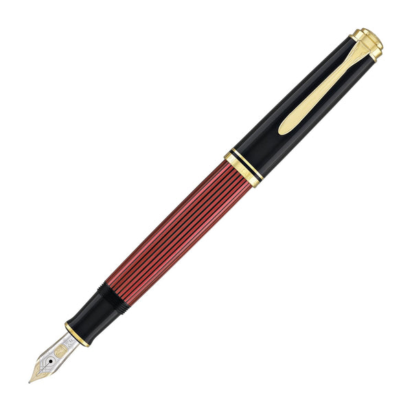 Pelikan Souveran M600 Fountain Pen in Black & Red with Gold Trim