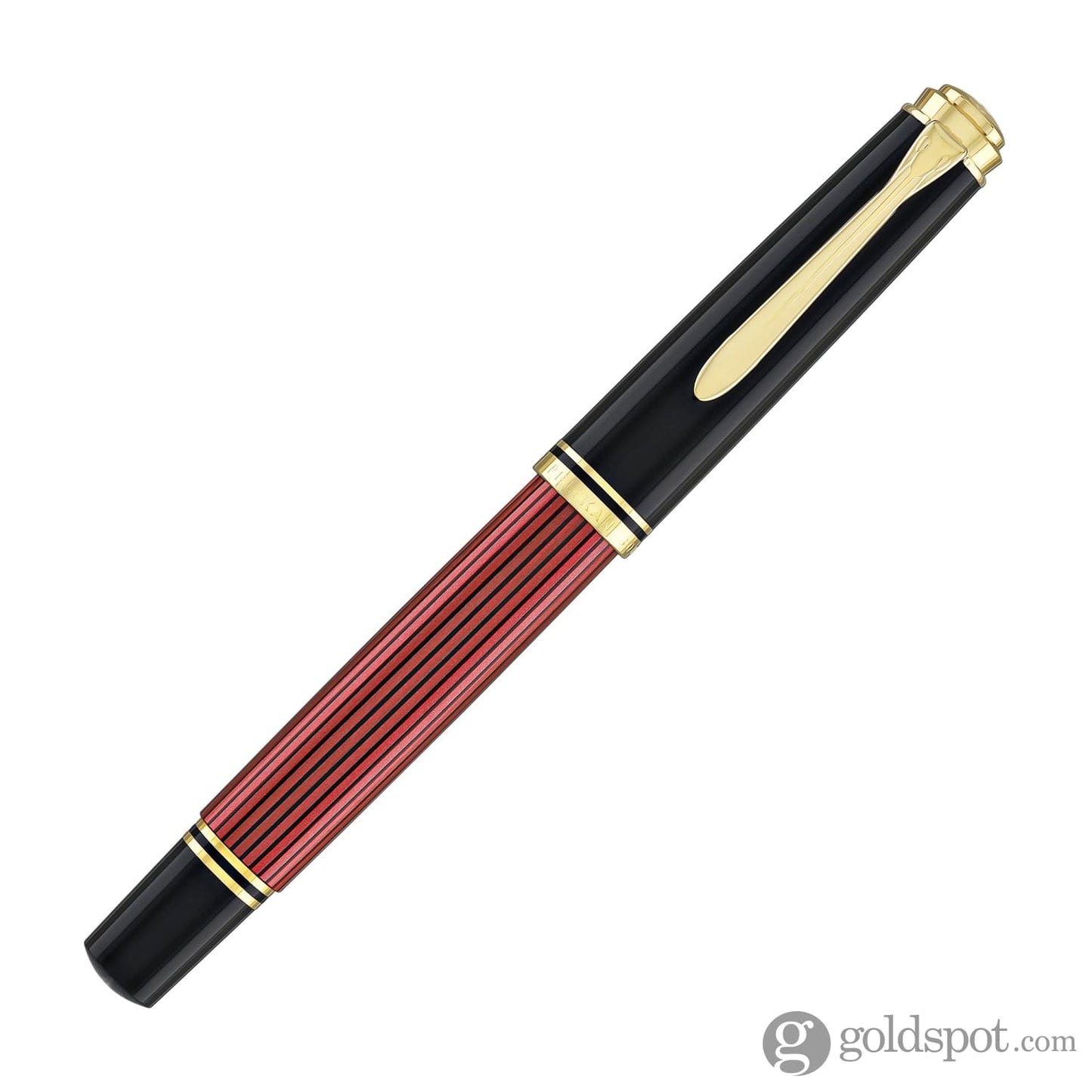 Pelikan Souveran M600 Fountain Pen in Black & Red with Gold Trim - 14K Gold Fountain Pen