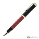 Pelikan Souveran M600 Fountain Pen in Black & Red with Gold Trim - 14K Gold Fountain Pen