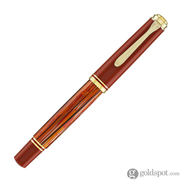 Pelikan Souveran M600 Fountain Pen in Tortoiseshell & Red with Gold Trim - 14K Gold Fountain Pen