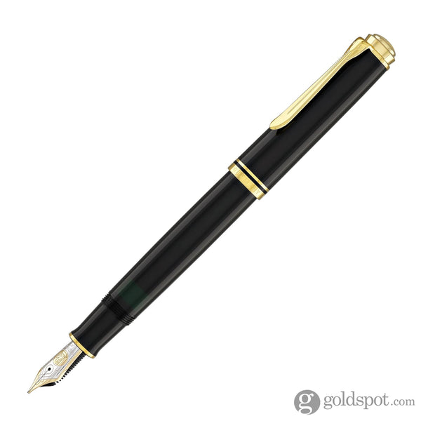 Pelikan Souveran M800 Fountain Pen in Black with Gold Trim - 18K Gold Fine Point Fountain Pen