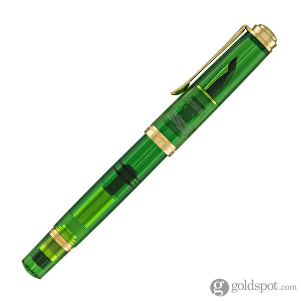 Pelikan Souveran M800 Fountain Pen in Green Demonstrator with Gold Trim - 18K Gold Fountain Pen