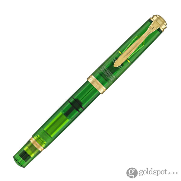 Pelikan Souveran M800 Fountain Pen in Green Demonstrator with Gold Trim - 18K Gold Fountain Pen