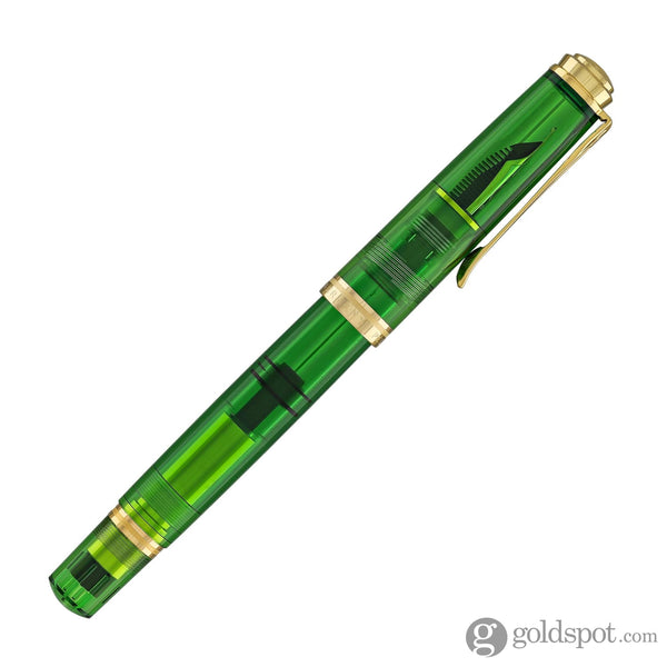 Pelikan Souveran M800 Fountain Pen in Green Demonstrator with Gold Trim - 18K Gold Fountain Pen