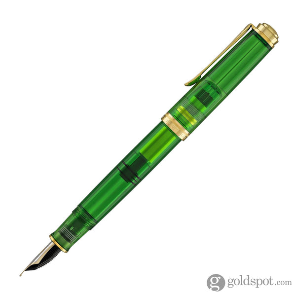 Pelikan Souveran M800 Fountain Pen in Green Demonstrator with Gold Trim - 18K Gold Fountain Pen