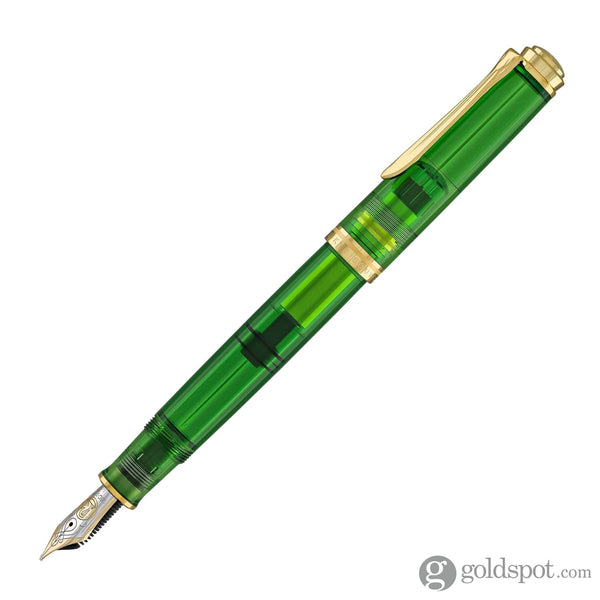 Pelikan Souveran M800 Fountain Pen in Green Demonstrator with Gold Trim - 18K Gold Fountain Pen