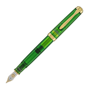 Pelikan Souveran M800 Fountain Pen in Green Demonstrator with Gold Trim - 18K Gold Fountain Pen