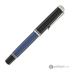 Pelikan Souveran M805 Fountain Pen in Black & Blue with Silver Trim - 18K Gold Fountain Pens