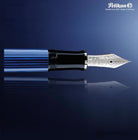 Pelikan Souveran M805 Fountain Pen in Black & Blue with Silver Trim - 18K Gold Fountain Pens