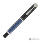 Pelikan Souveran M805 Fountain Pen in Black & Blue with Silver Trim - 18K Gold Fountain Pens