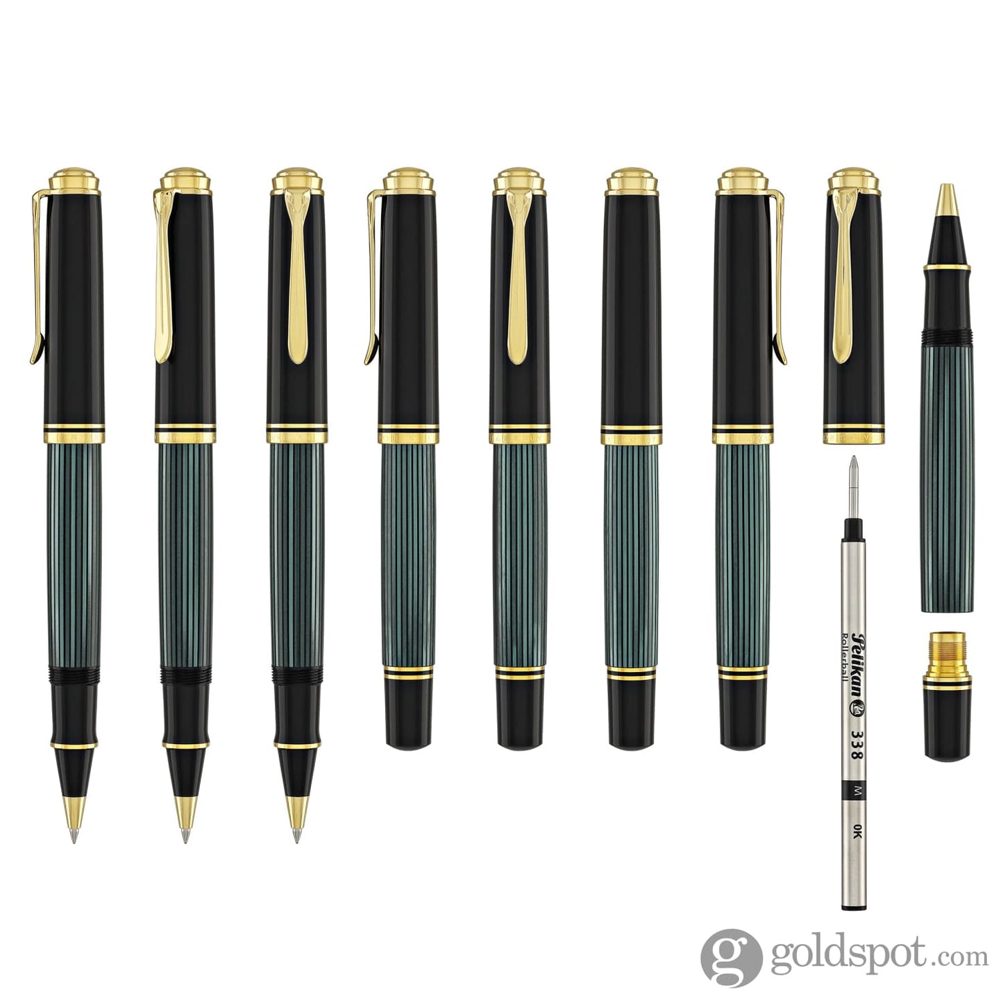 Pelikan Souveran R800 Rollerball Pen in Black & Green with Gold Trim Rollerball Pen