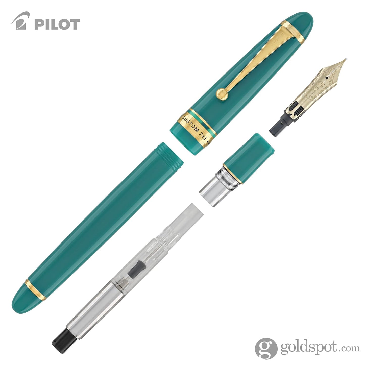 Pilot Custom 743 Fountain Pen in Verdigris (Green) - 14K Gold Fountain Pen