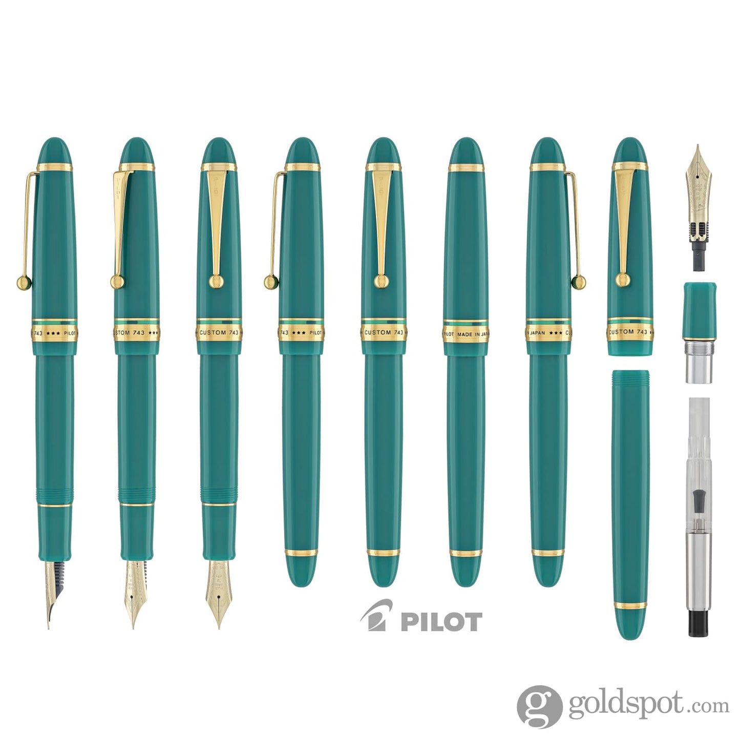 Pilot Custom 743 Fountain Pen in Verdigris (Green) - 14K Gold Fountain Pen