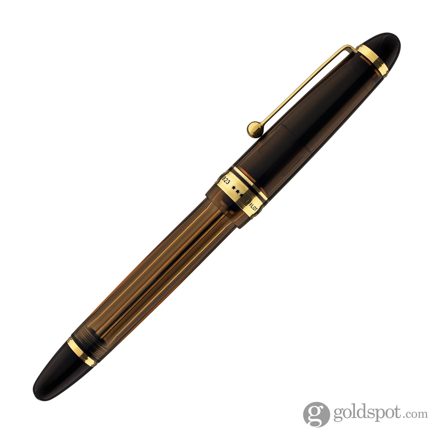 Pilot Custom 823 Fountain Pen in Amber with Gold Trim - 14K Gold Fountain Pen