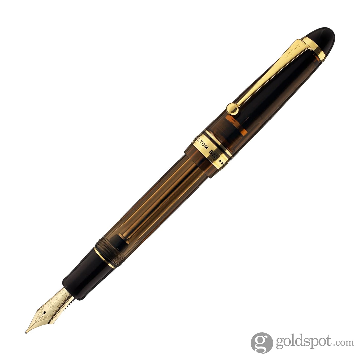 Pilot Custom 823 Fountain Pen in Amber with Gold Trim - 14K Gold Fountain Pen