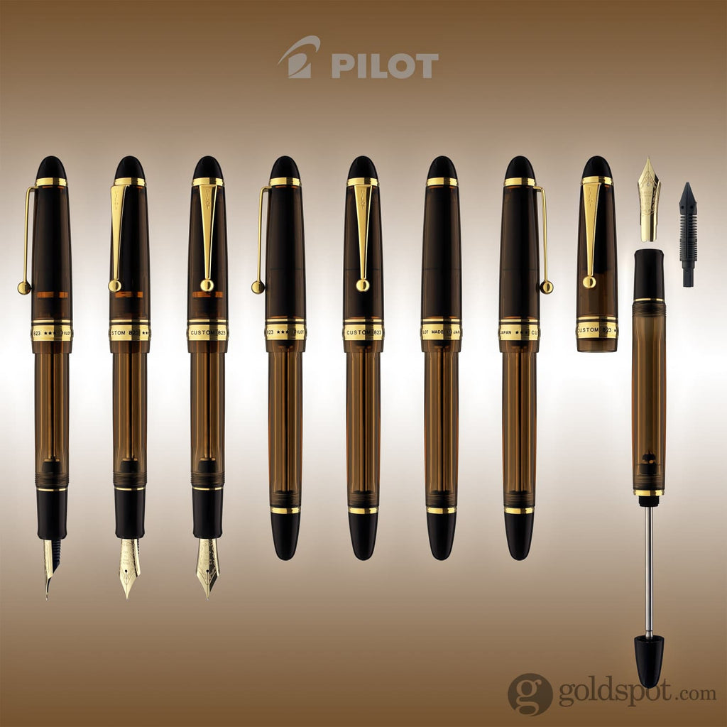 Pilot Custom 823 Fountain Pen in Amber with Gold Trim - 14K Gold ...