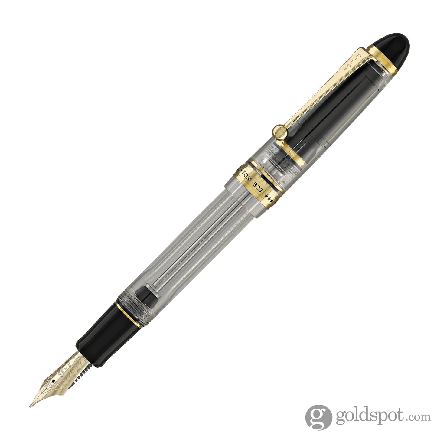 Pilot Custom 823 Fountain Pen in Clear with Gold Trim - 14K Gold Fountain Pen