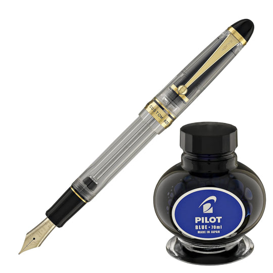 Pilot Custom 823 Fountain Pen in Clear with Gold Trim - 14K Gold